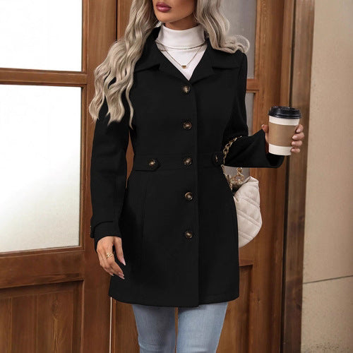 Mid Length Plus Size Wool Coat For Women Lined Wool Outerwear