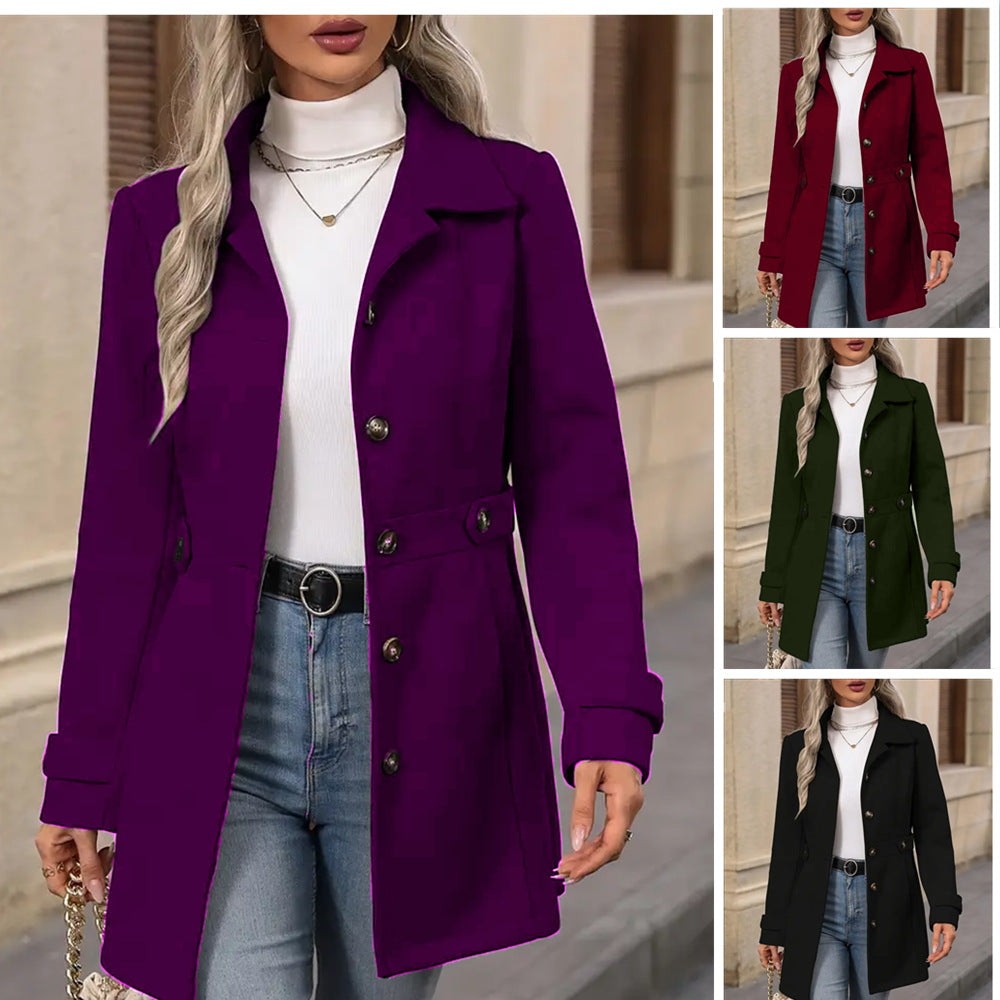 Mid Length Plus Size Wool Coat For Women Lined Wool Outerwear