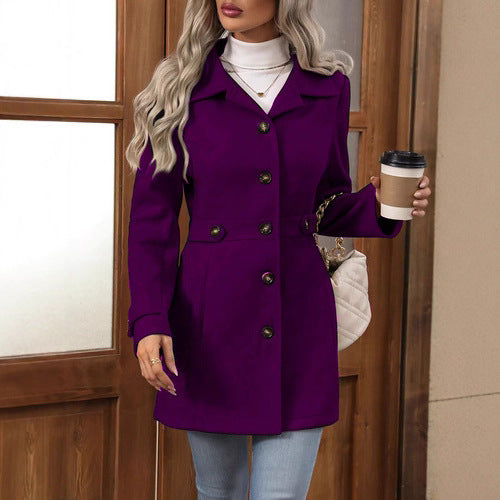 Mid Length Plus Size Wool Coat For Women Lined Wool Outerwear