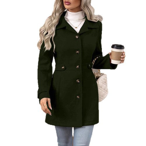 Mid Length Plus Size Wool Coat For Women Lined Wool Outerwear