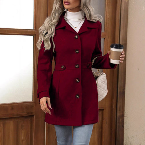 Mid Length Plus Size Wool Coat For Women Lined Wool Outerwear